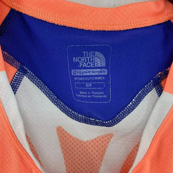 North Face T-Shirt Women Sz S Orange Blue Flight Series Flash Dry Running Fitted - Picture 10 of 12
